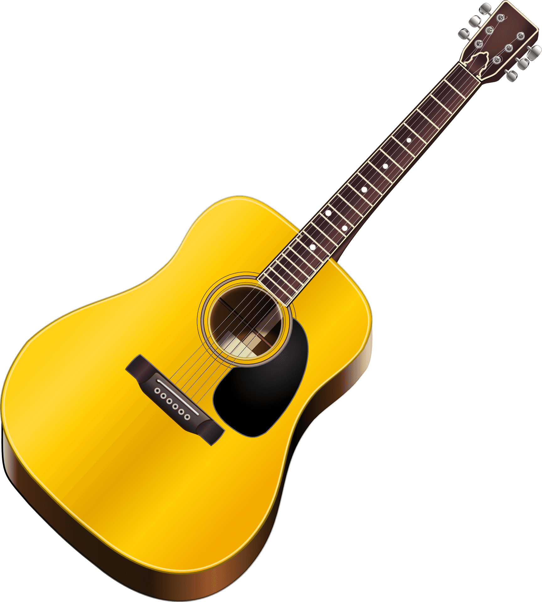 Yellow Acoustic Guitar PNG