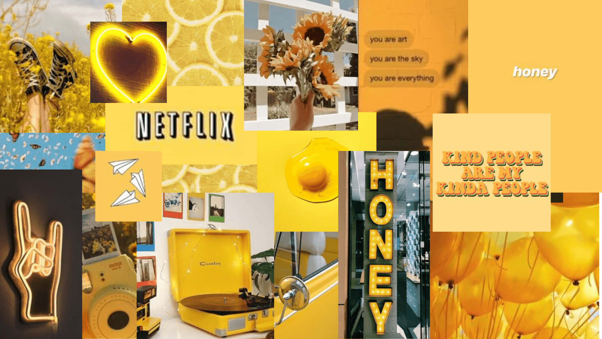Aesthetic Yellow Collage Wallpaper