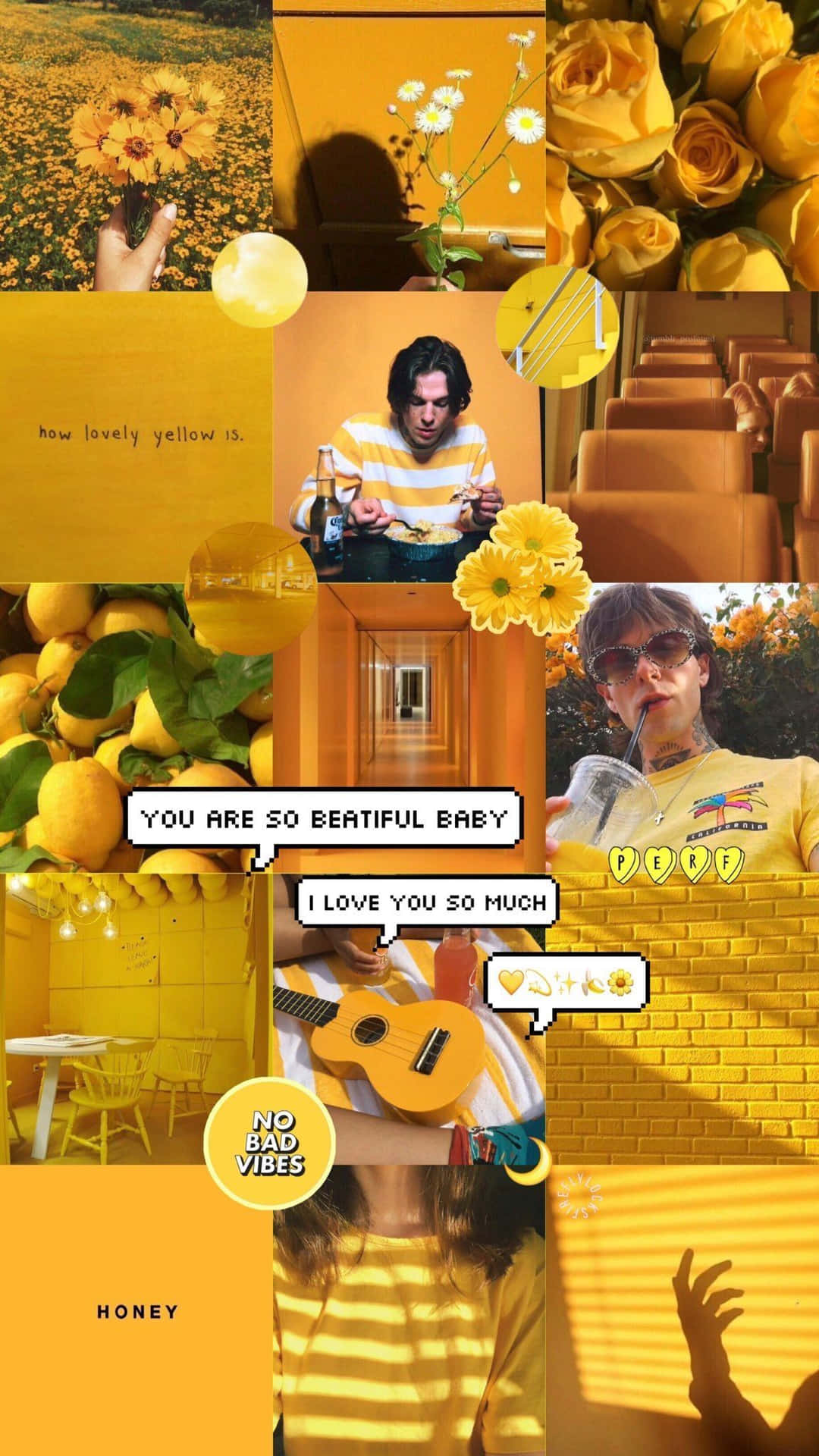 "Be Bright and Bold with Yellow Aesthetic Collage" Wallpaper