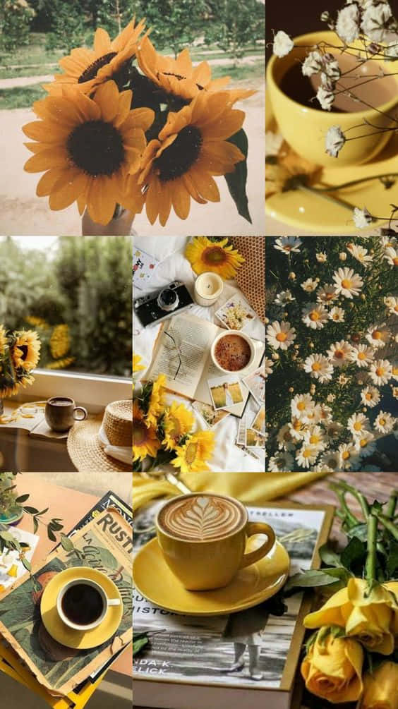 Aesthetic yellow collage Wallpaper