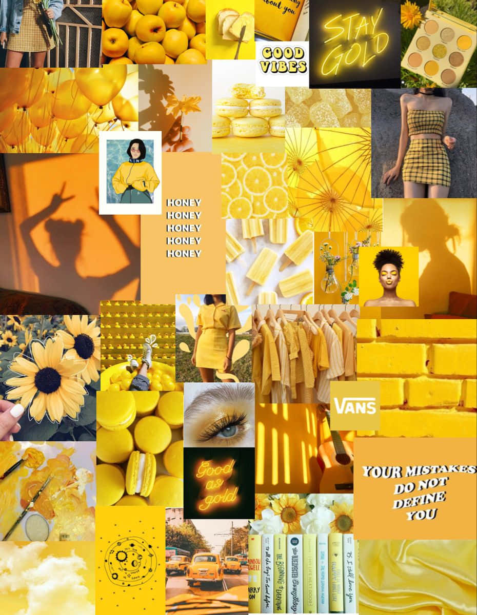 Unhermoso Collage De Estética Amarilla. Fondo de pantalla