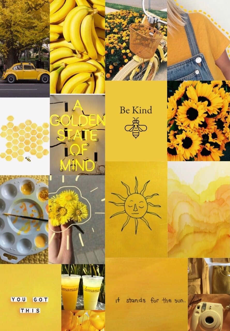 ¡iluminatu Día Con Este Collage Estético Amarillo! Fondo de pantalla