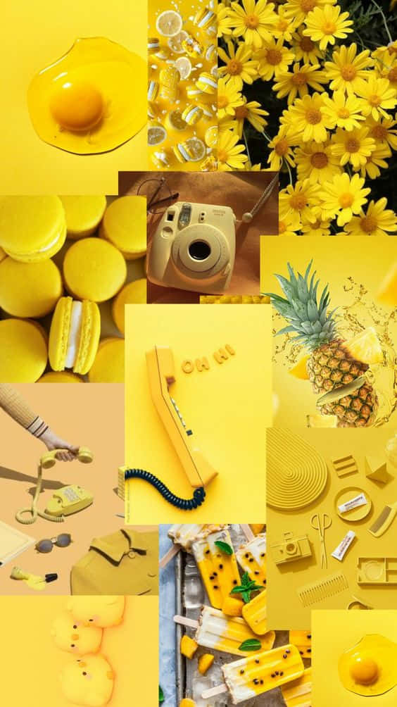 Amarilloun Collage De Fotos De Color Amarillo Fondo de pantalla