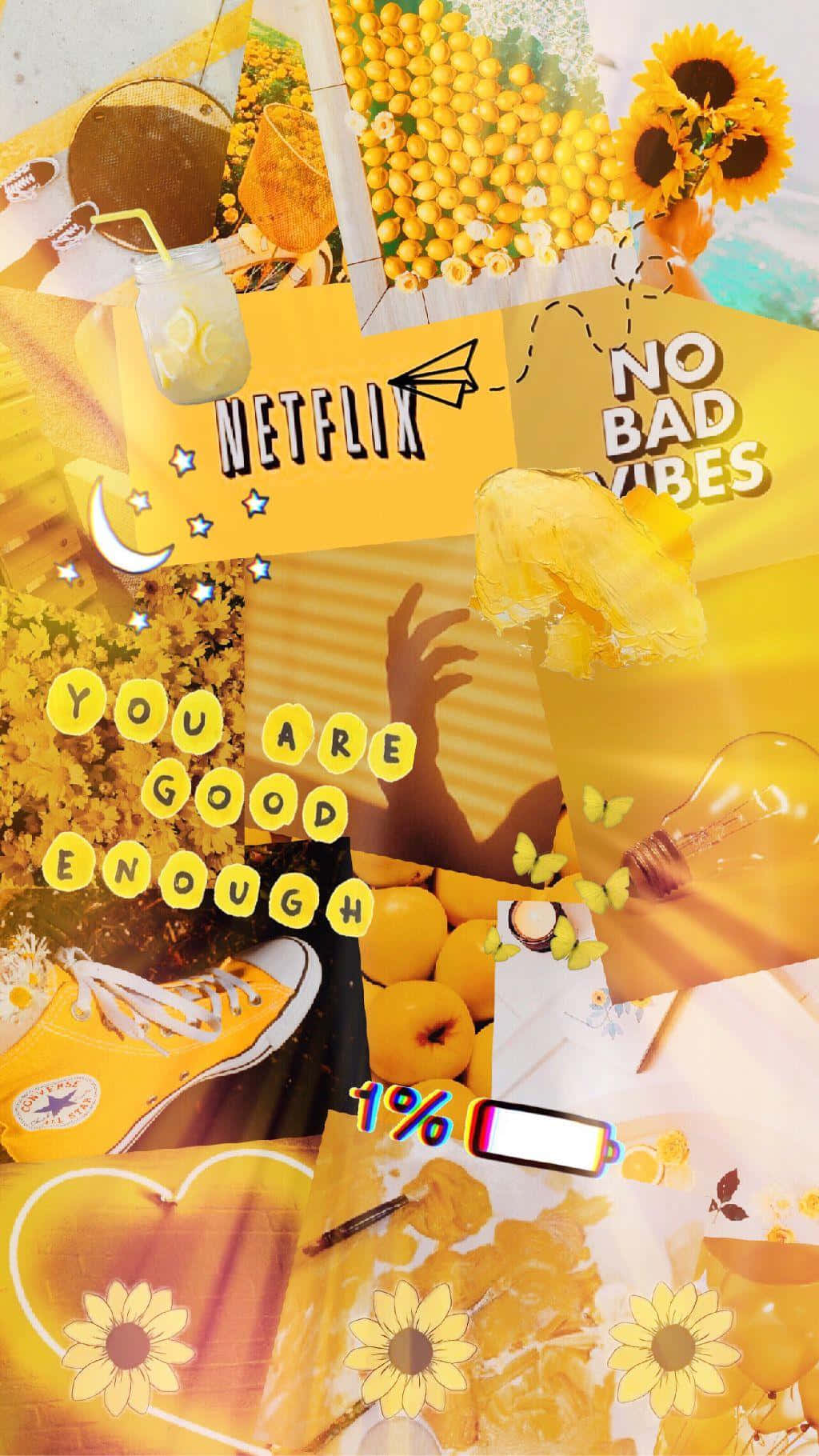 Æstetisk gul collage Wallpaper