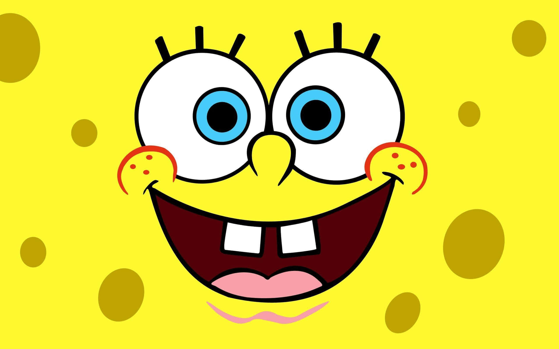 Gulestetisk Skrivbordsbakgrund Med Spongebobs Ansikte. Wallpaper