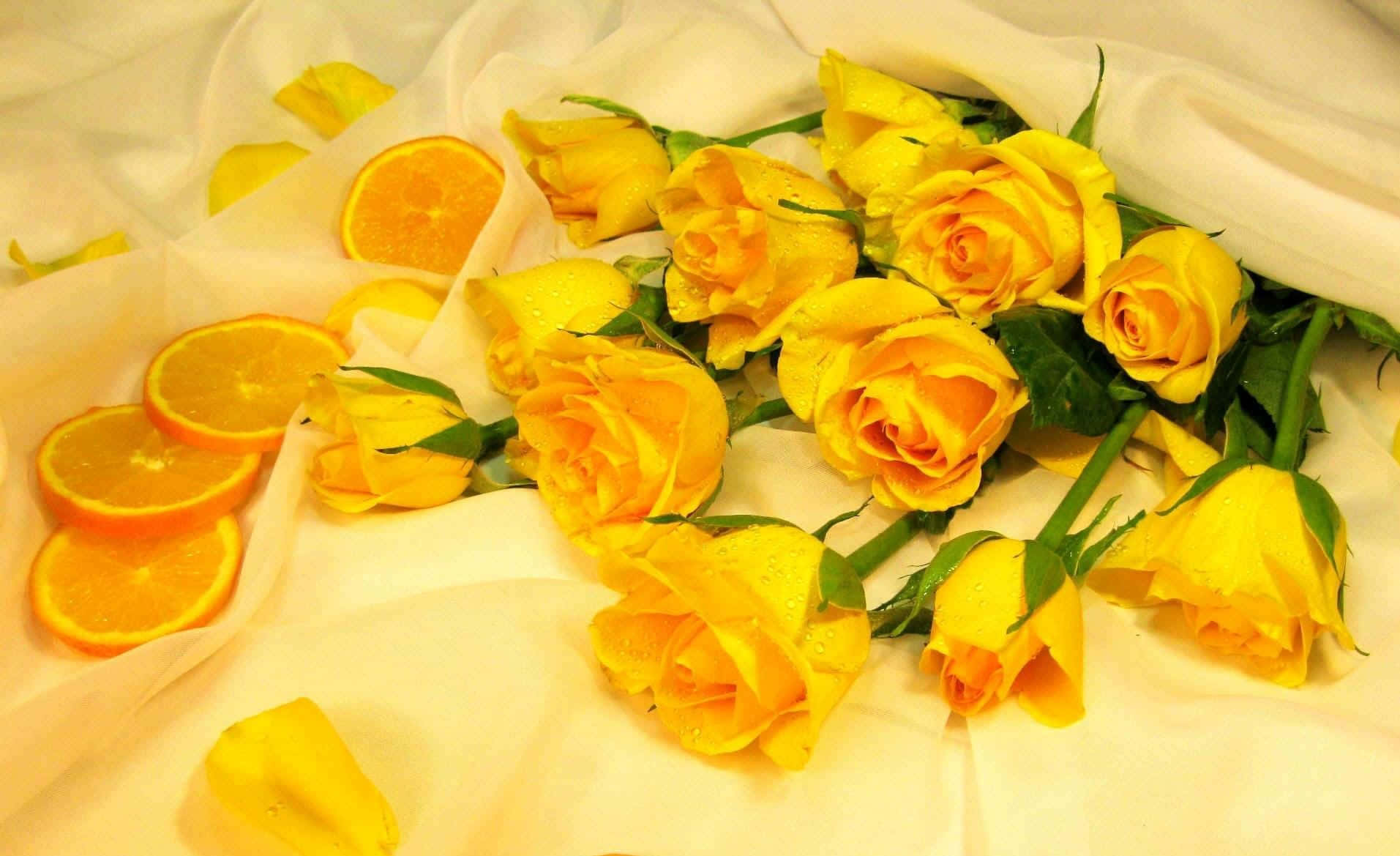 Brighten Up Your Desktop with this Elegant Yellow Aesthetic Flower Wallpaper Wallpaper