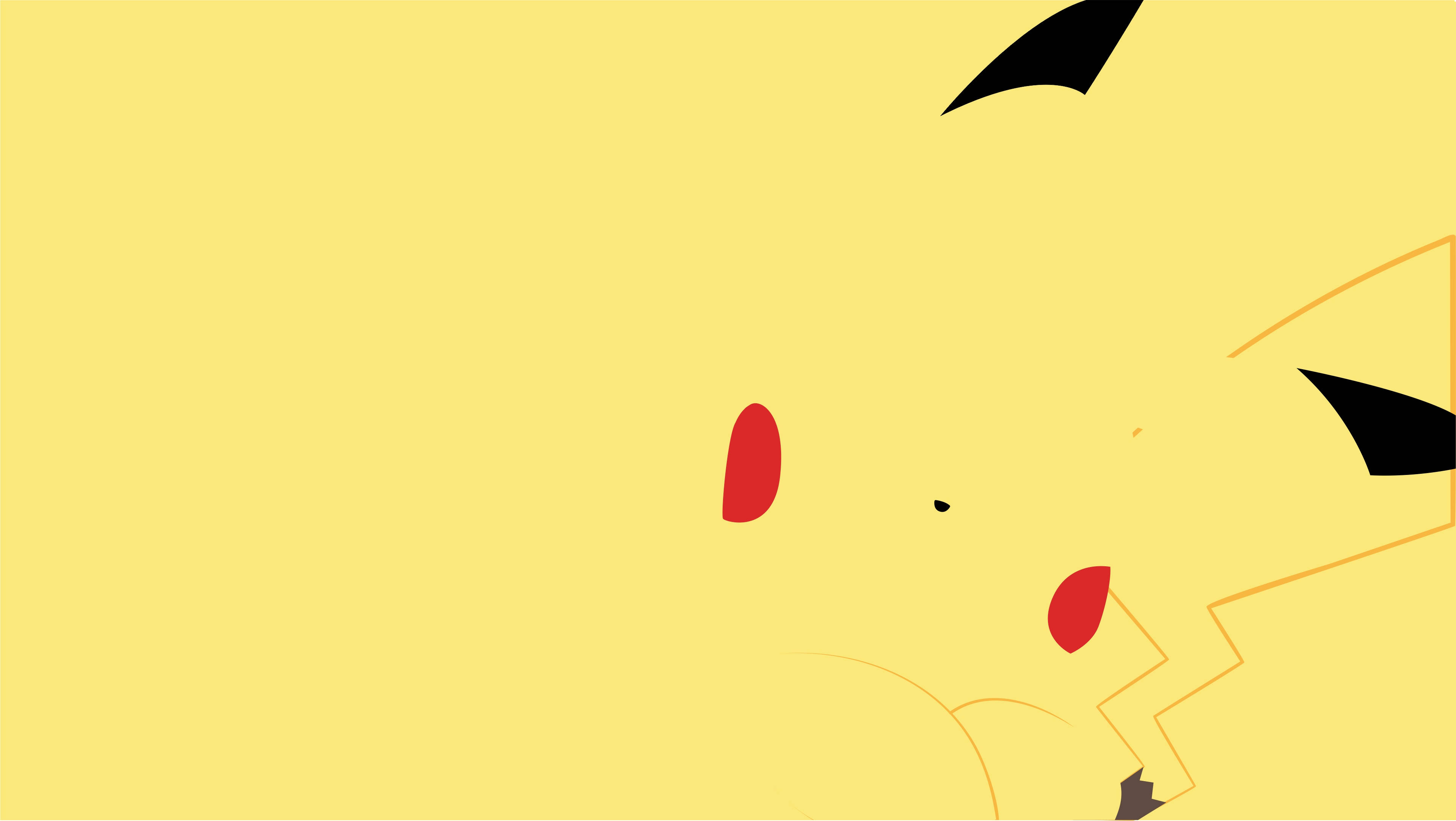 Yellow Aesthetic Laptop Pikachu Outline Wallpaper