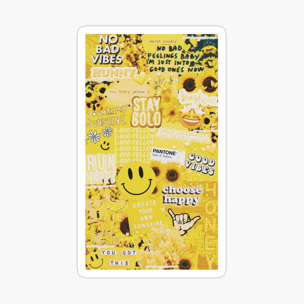 A Yellow Sticker With A Smiley Face Sticker Wallpaper
