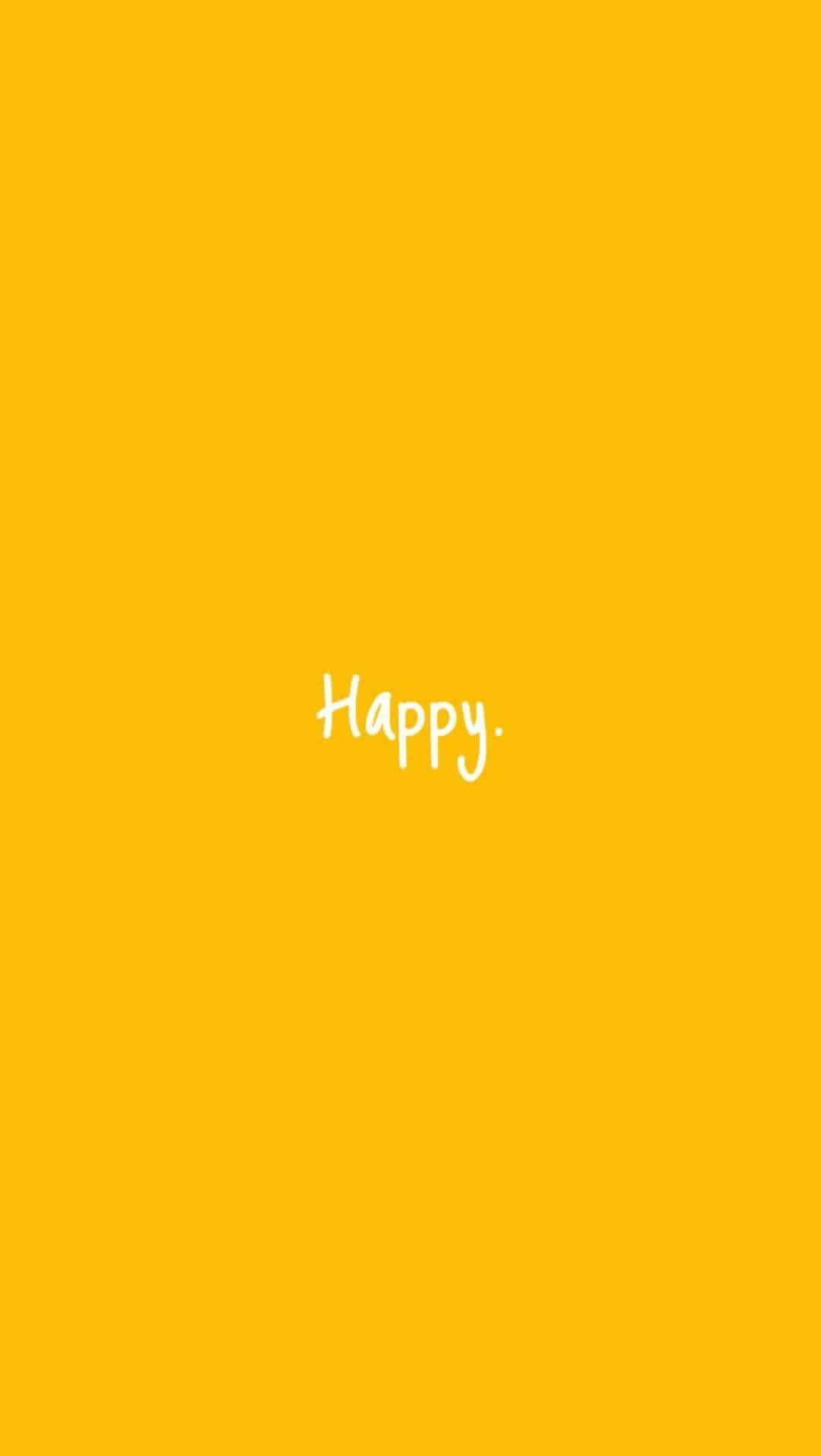 En gul baggrund med ordet lykkelig skrevet på det Wallpaper