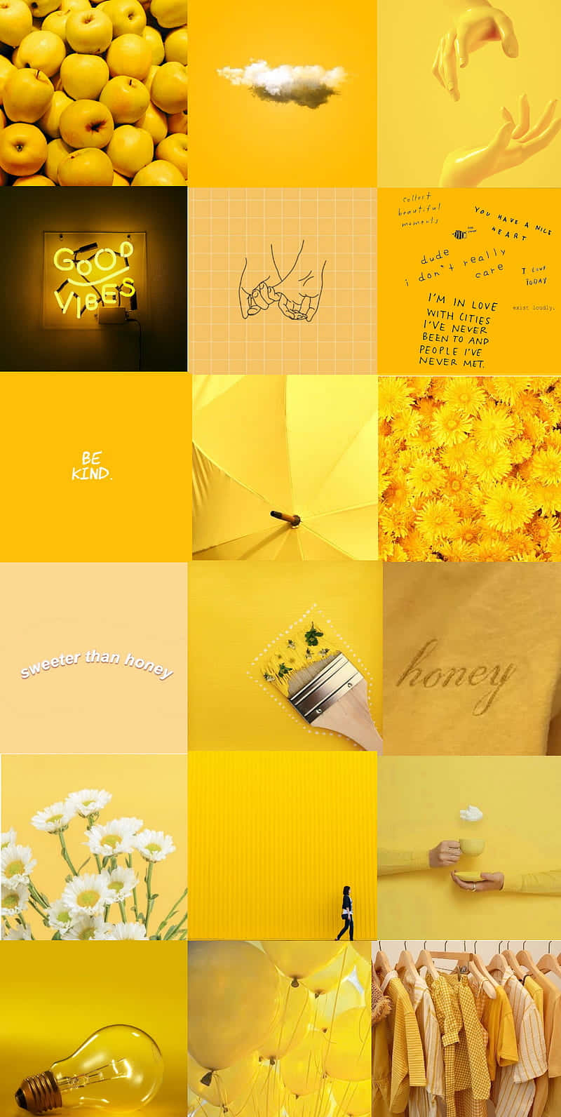 Yellow Aesthetic Phone Variety Wallpaper