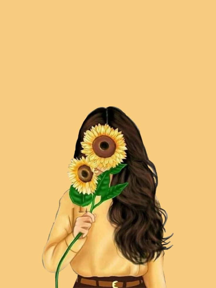 Yellow Sunflower Girl Aesthetic Picture