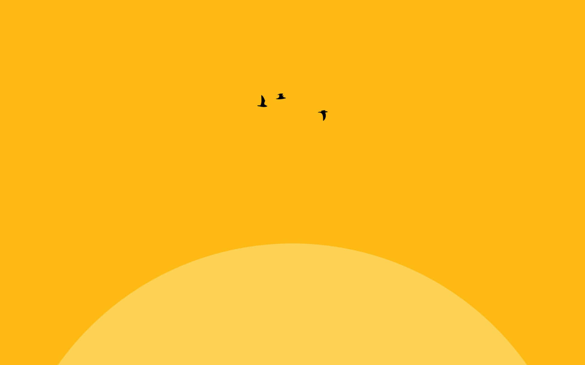 Yellow Sun And Birds Aesthetic Picture