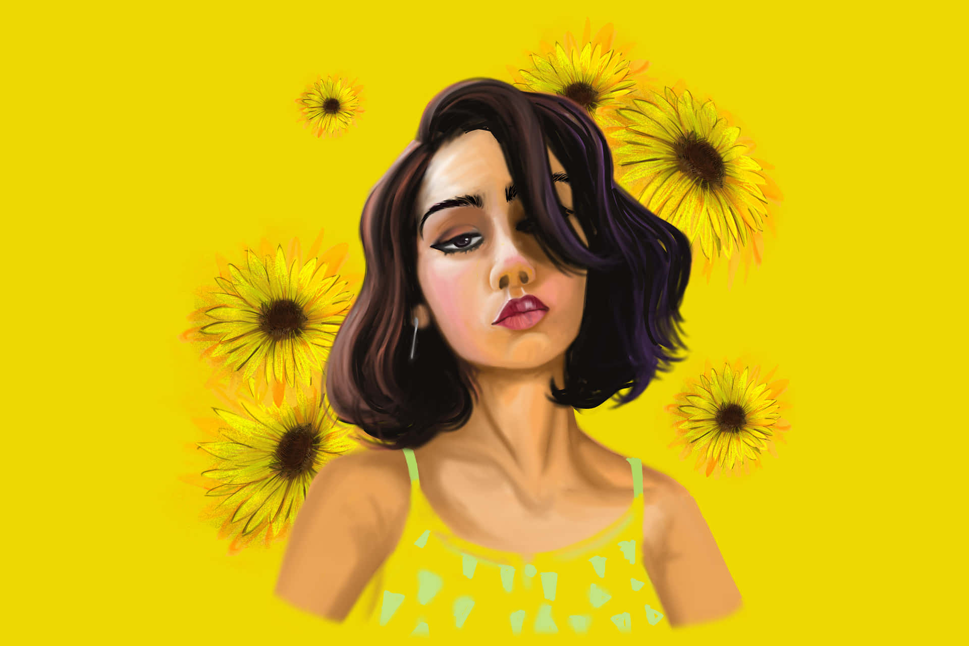 Imagenestética De Una Chica Sencilla Y Amarilla