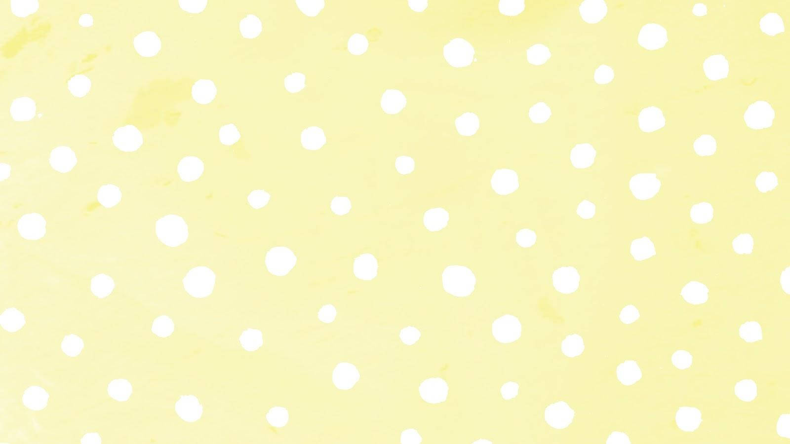 Gelbeästhetik Mit Weißen Polka-dots Für Den Computer Wallpaper