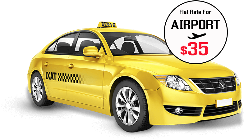 Yellow Airport Taxi Flat Rate Advertisement PNG