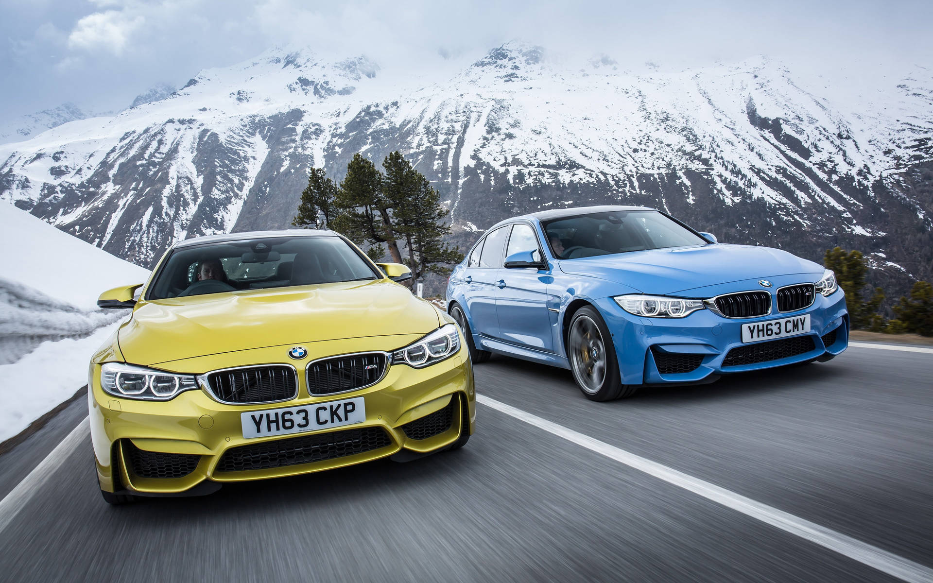 Yellow And Blue BMW M4 Cars Wallpaper