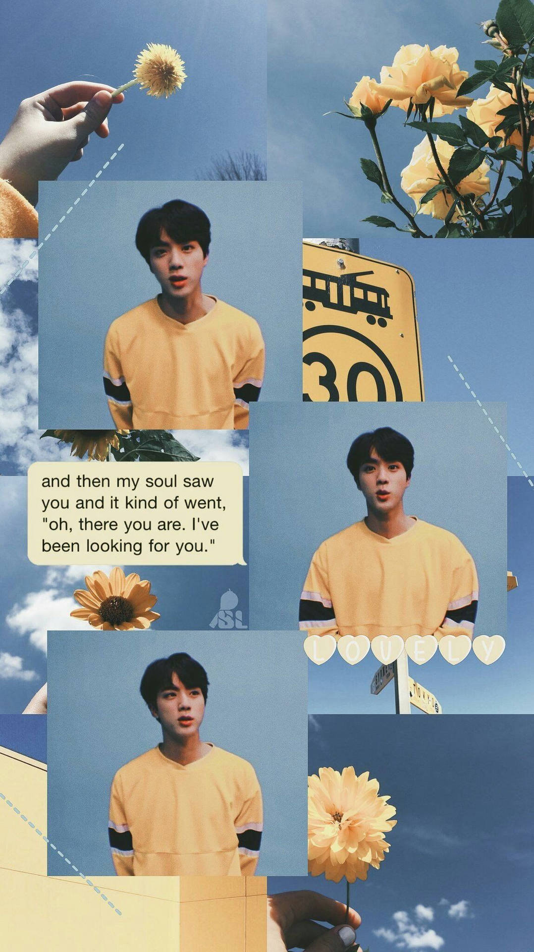 Yellow And Blue Bts Jin Aesthetic Wallpaper