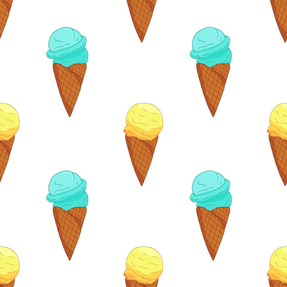 Yellow And Blue Cute Ice Cream Wallpaper