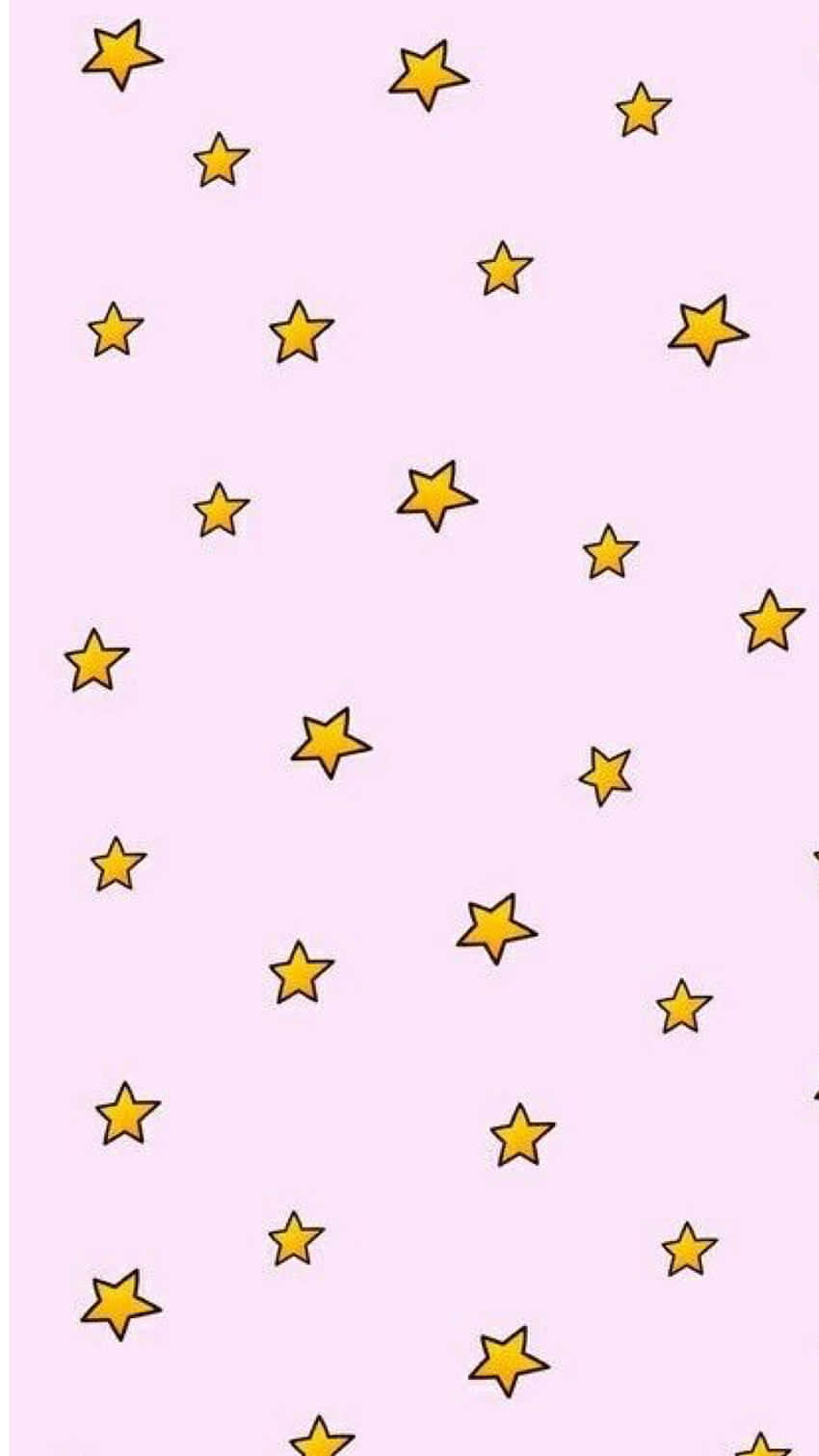 Yellow And Pink Cute Stars Pattern Wallpaper