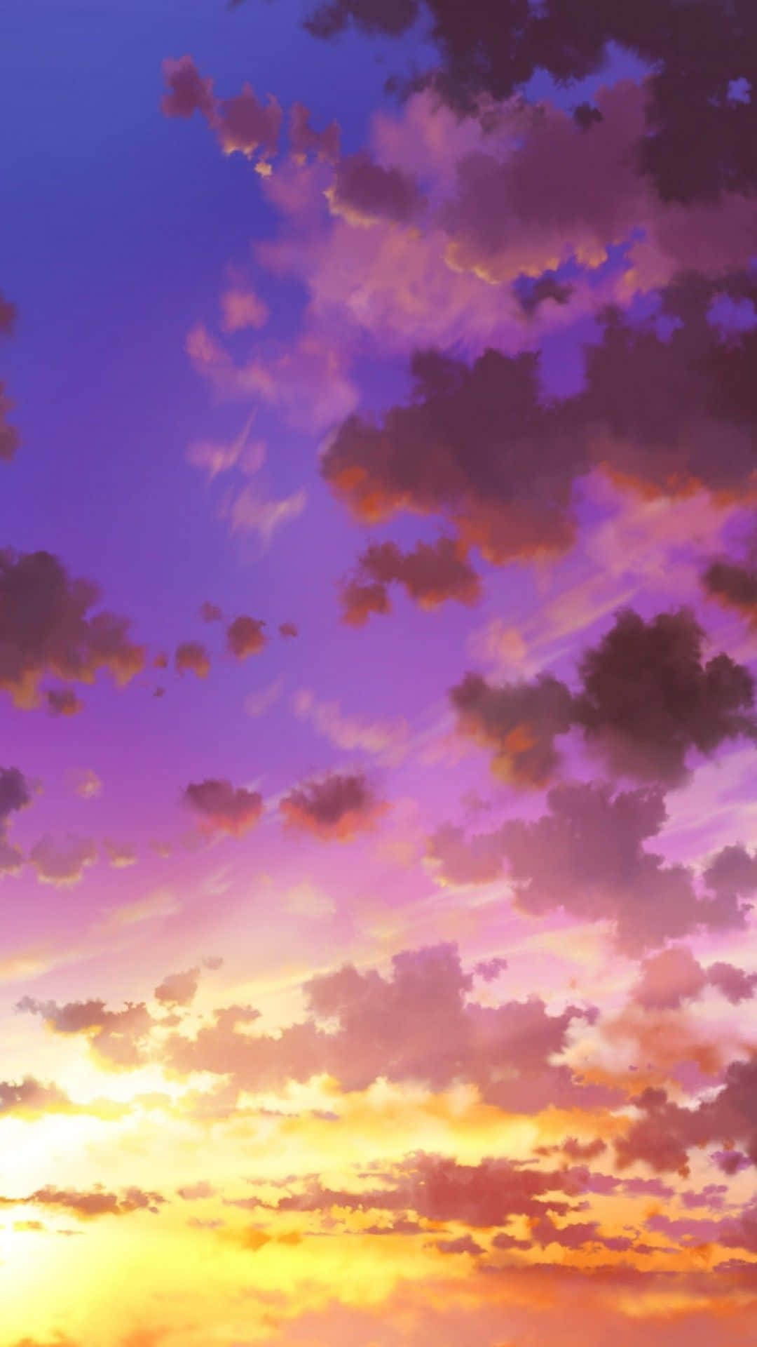 Gul og lilla solnedgang sky scene tapet Wallpaper