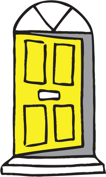 Yellow Animated Door Illustration PNG