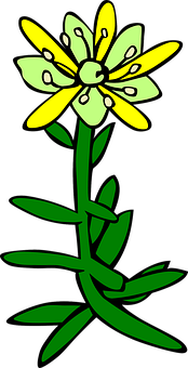 Yellow Animated Flower Illustration PNG