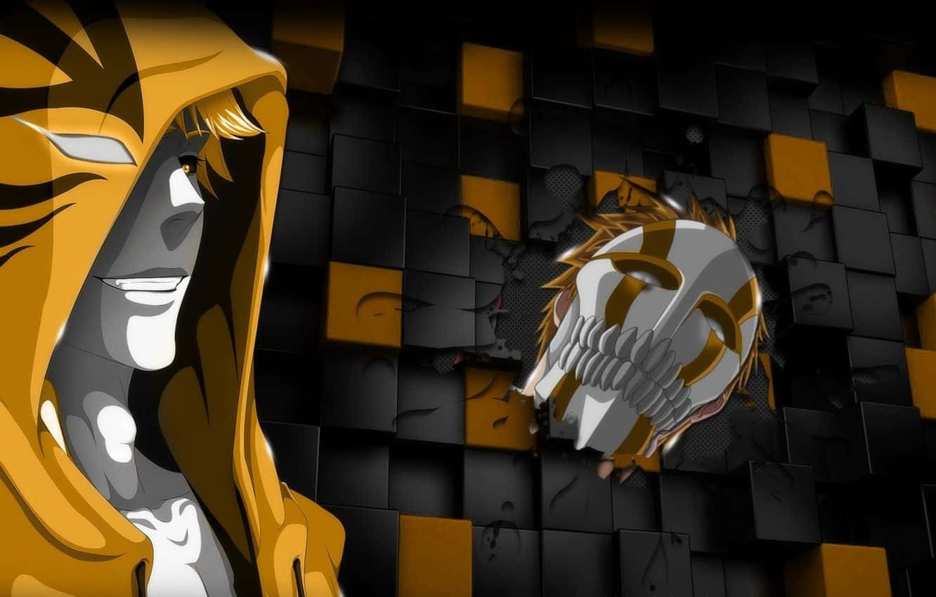 En glansfuld gul anime-karakter brøler i vrede Wallpaper