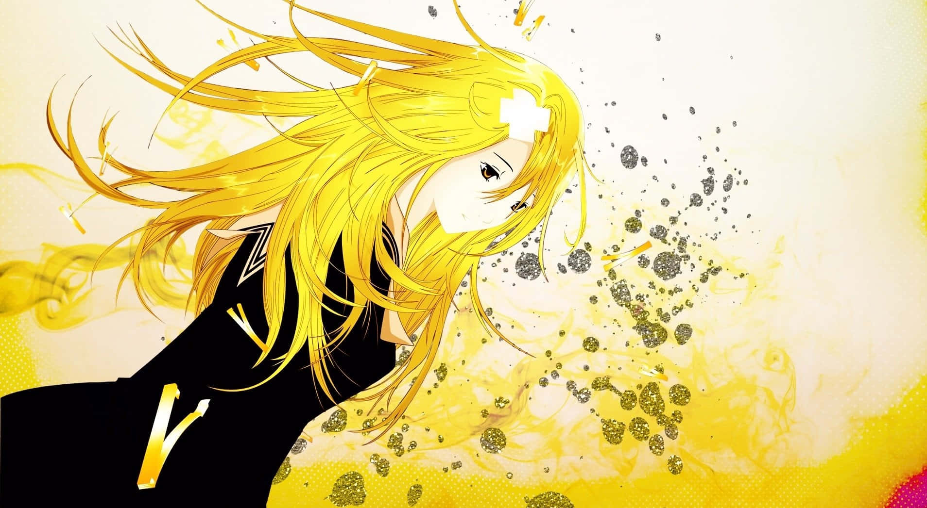 Farverig anime-eventyr i gul skyer Wallpaper