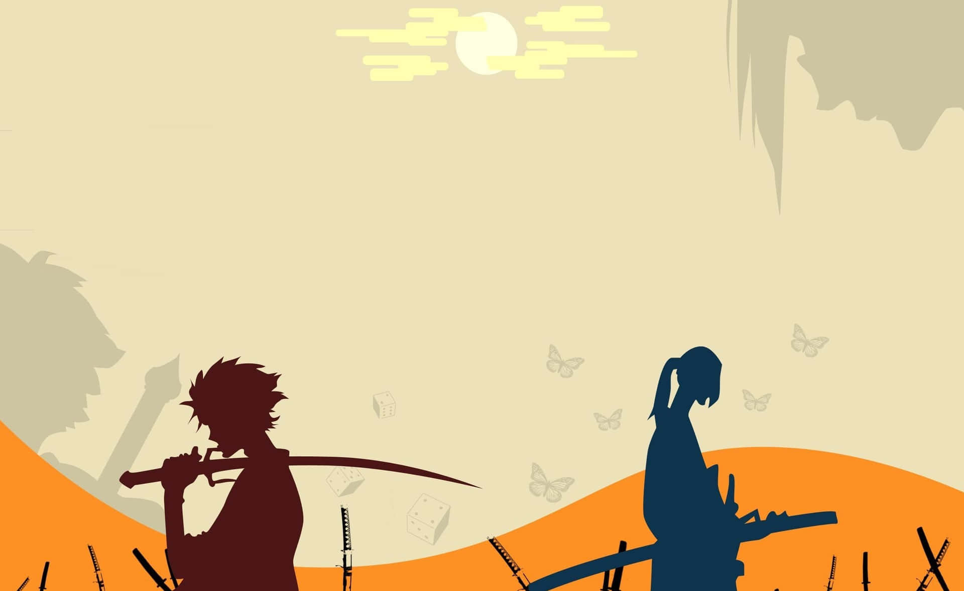 Personajede Anime Estilizado Con Una Paleta De Colores Amarillos Intensos. Fondo de pantalla