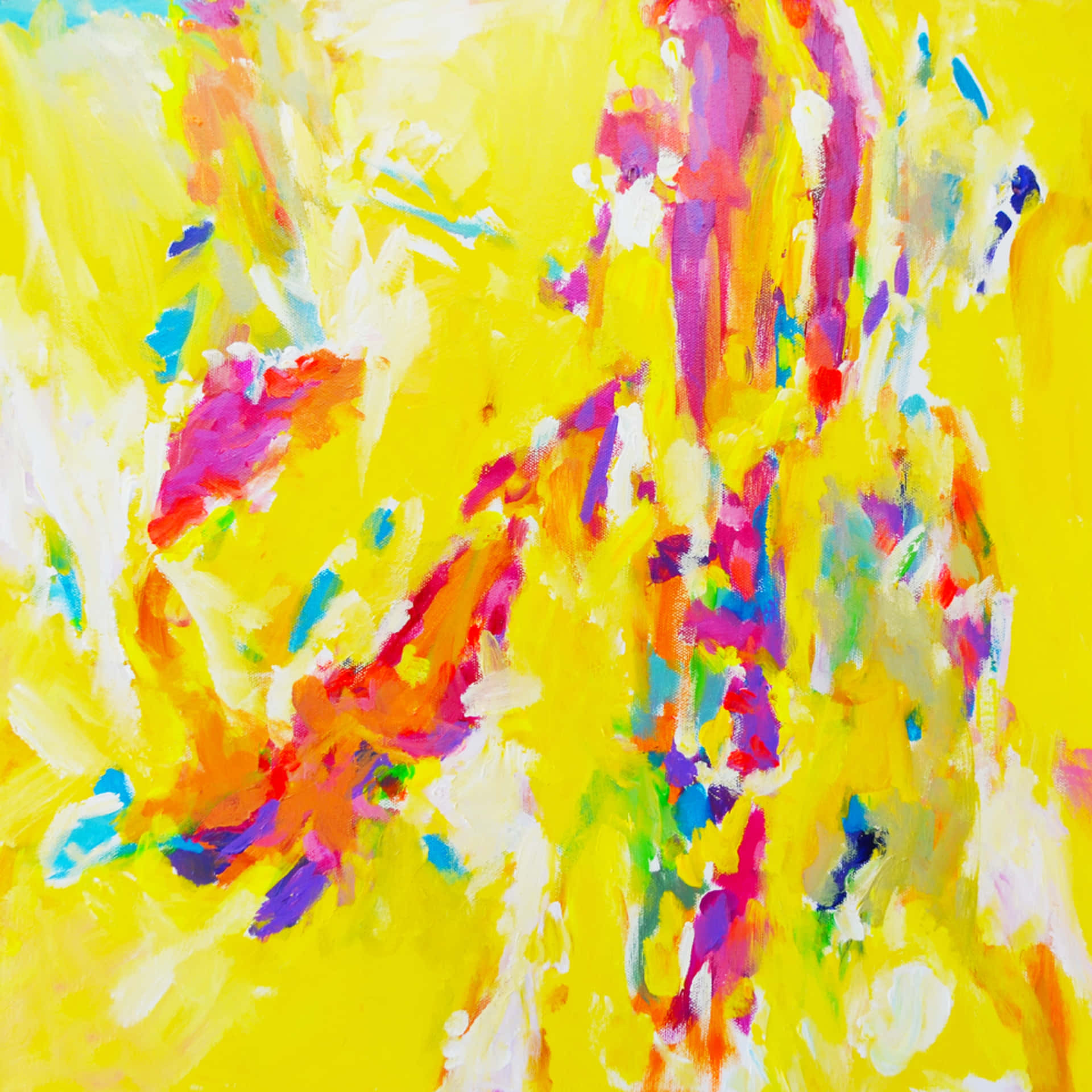 Modern Yellow Art in Abstract Patterns Wallpaper
