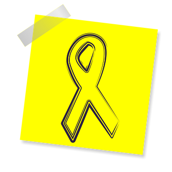 Yellow Awareness Ribbon Post It Note PNG