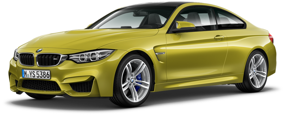 Yellow B M W M4 Coupe Side View PNG