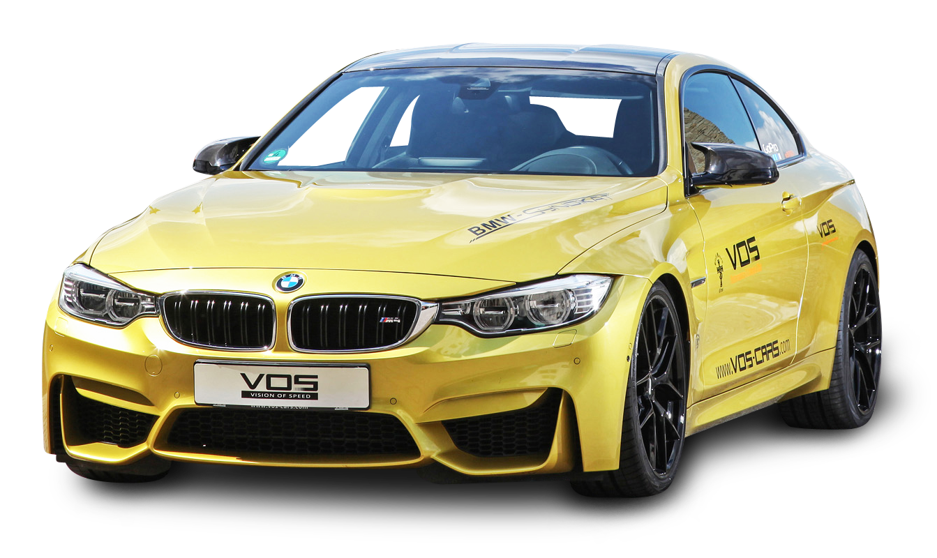 Yellow B M W M4 Coupe Side View PNG