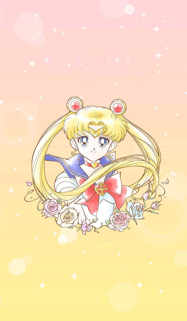 Yellow Backdrop Sailor Moon iPhone Wallpaper