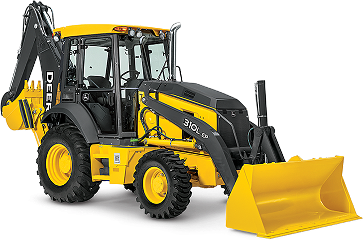 Yellow Backhoe Loader Machine PNG