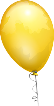 Yellow Balloonwith Ribbon PNG