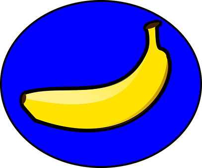Yellow Banana Blue Background PNG