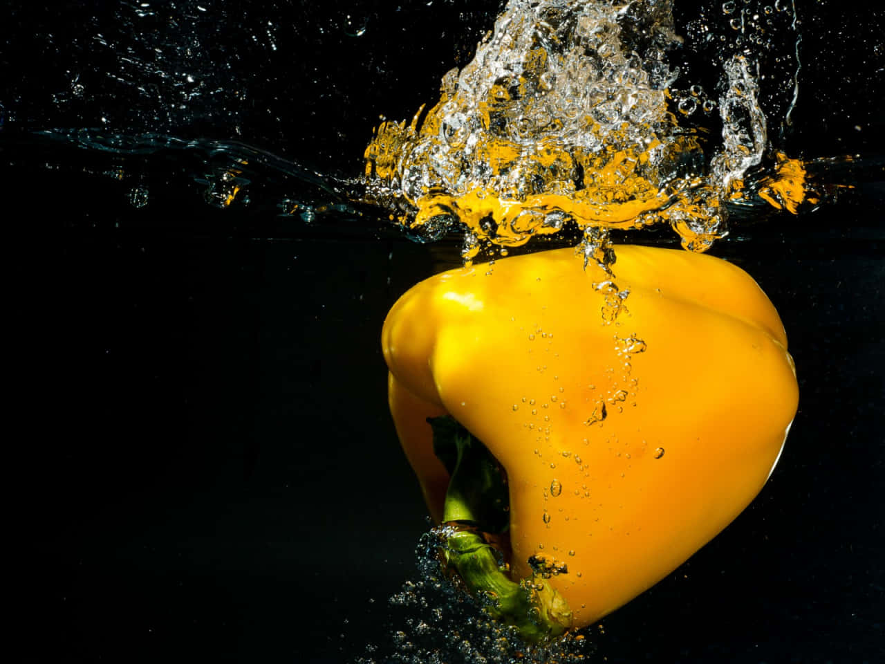 Yellow Bell Pepper on a Wooden Table Wallpaper