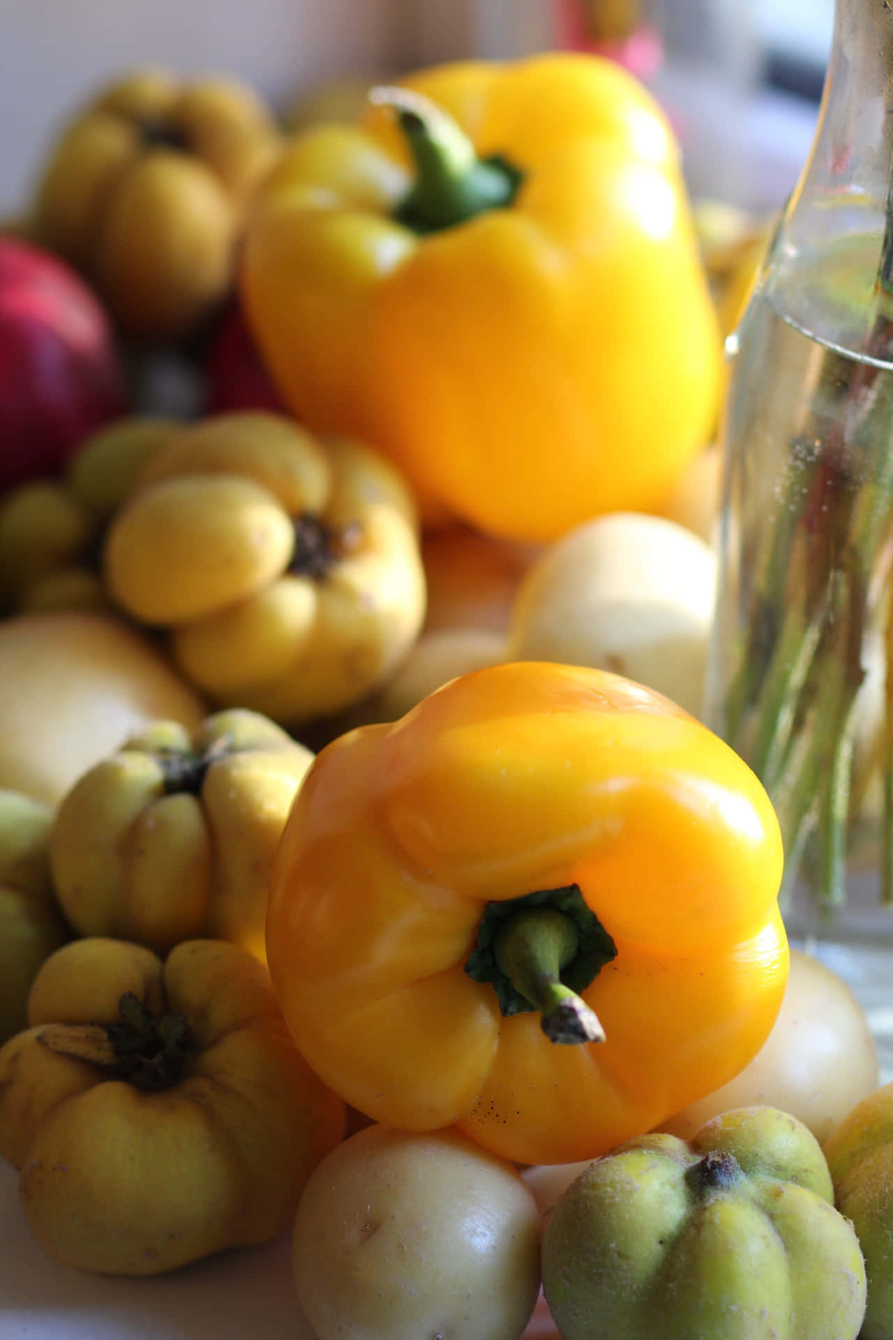 Fresh Yellow Bell Pepper on a Wooden Background Wallpaper