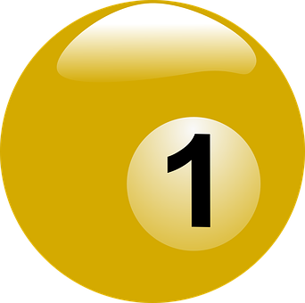 Yellow Billiard Ball Number One PNG