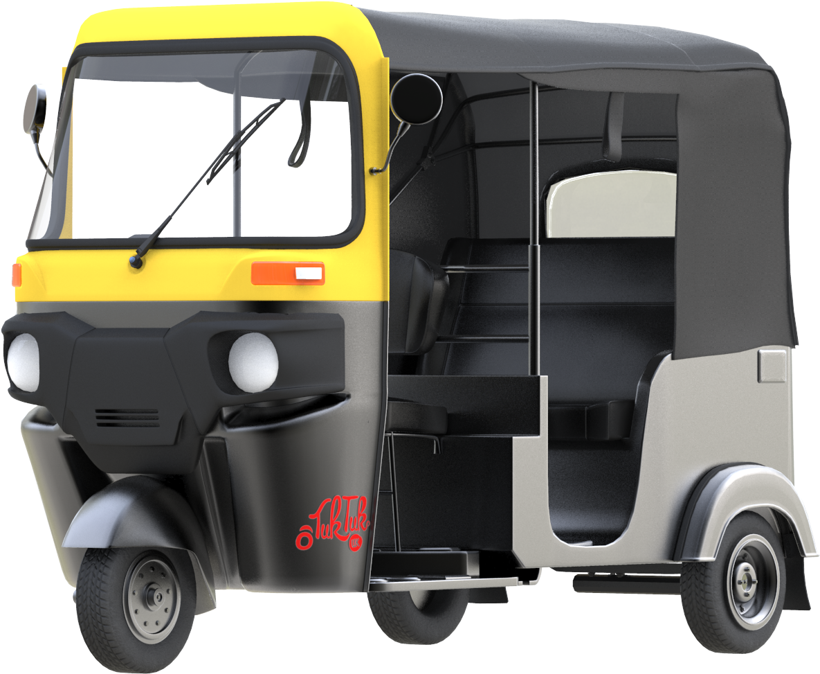 Download Yellow Black Auto Rickshaw Side View.png | Wallpapers.com