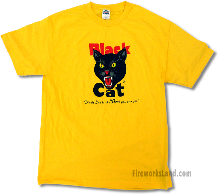 Yellow Black Cat Fireworks T Shirt PNG