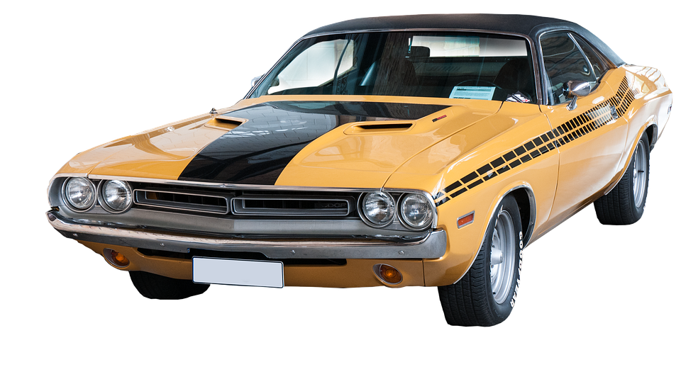 Yellow Black Classic Muscle Car PNG