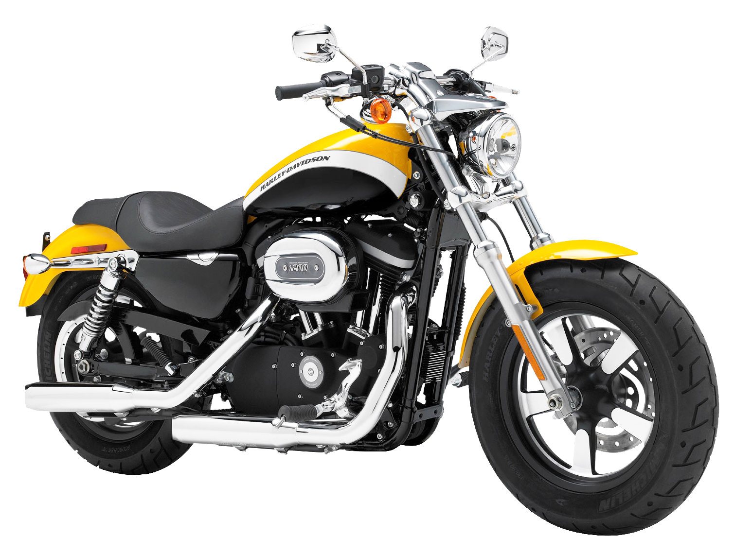 Yellow Black Harley Davidson Motorcycle PNG