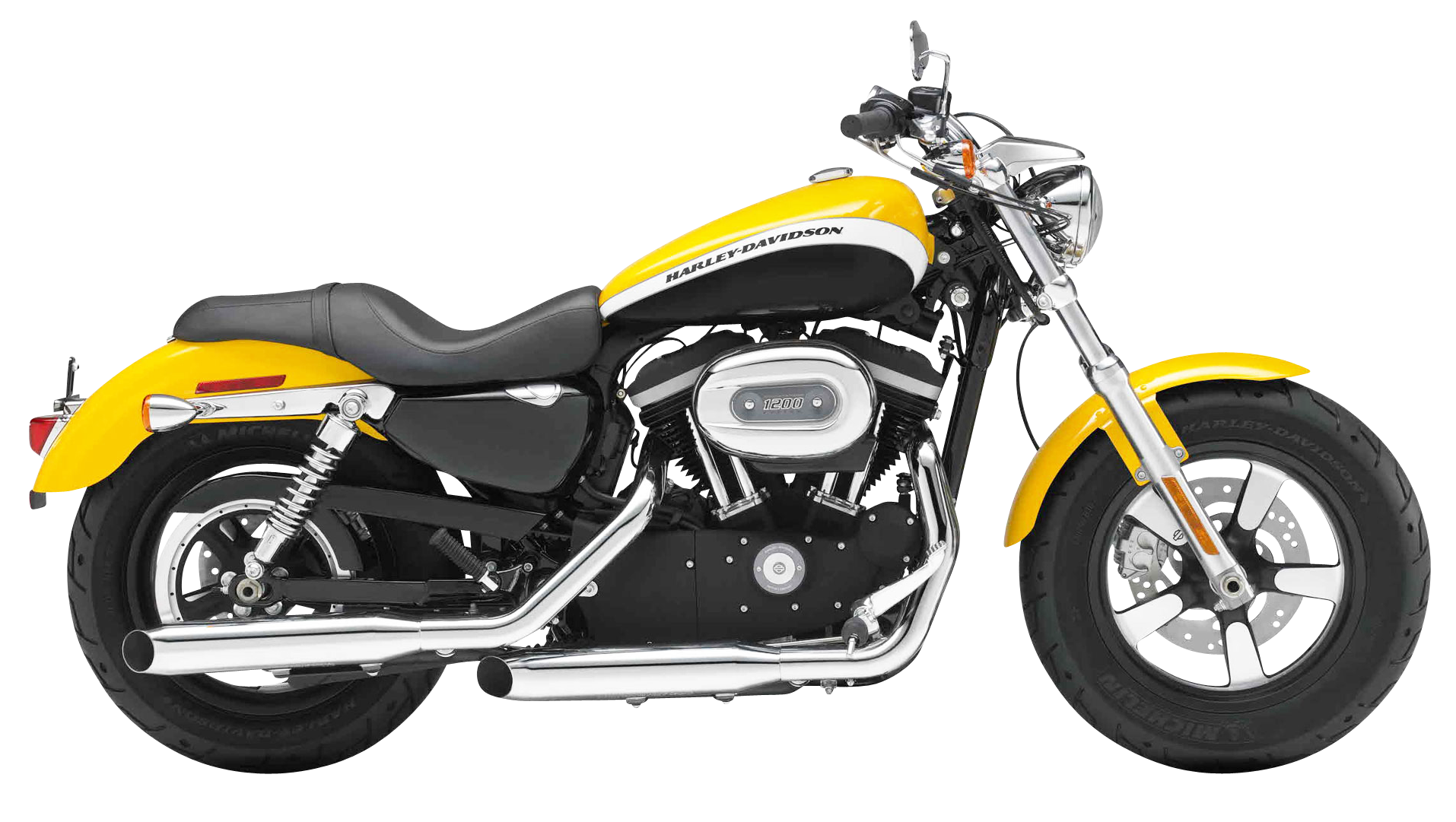 Yellow Black Harley Davidson Motorcycle PNG