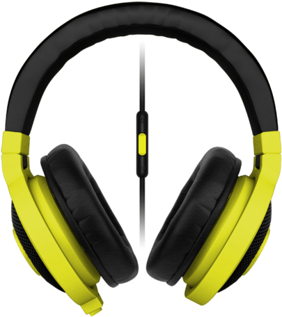 Yellow Black Over Ear Headphoneswith Mic PNG