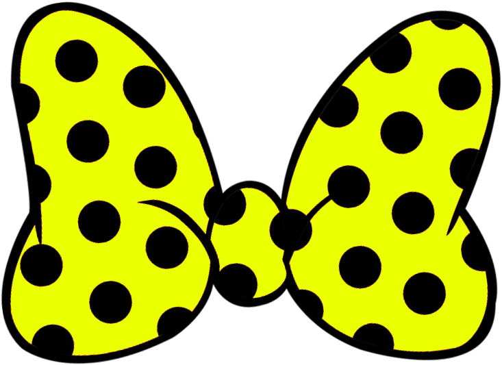 Yellow Black Polka Dot Bow Illustration PNG