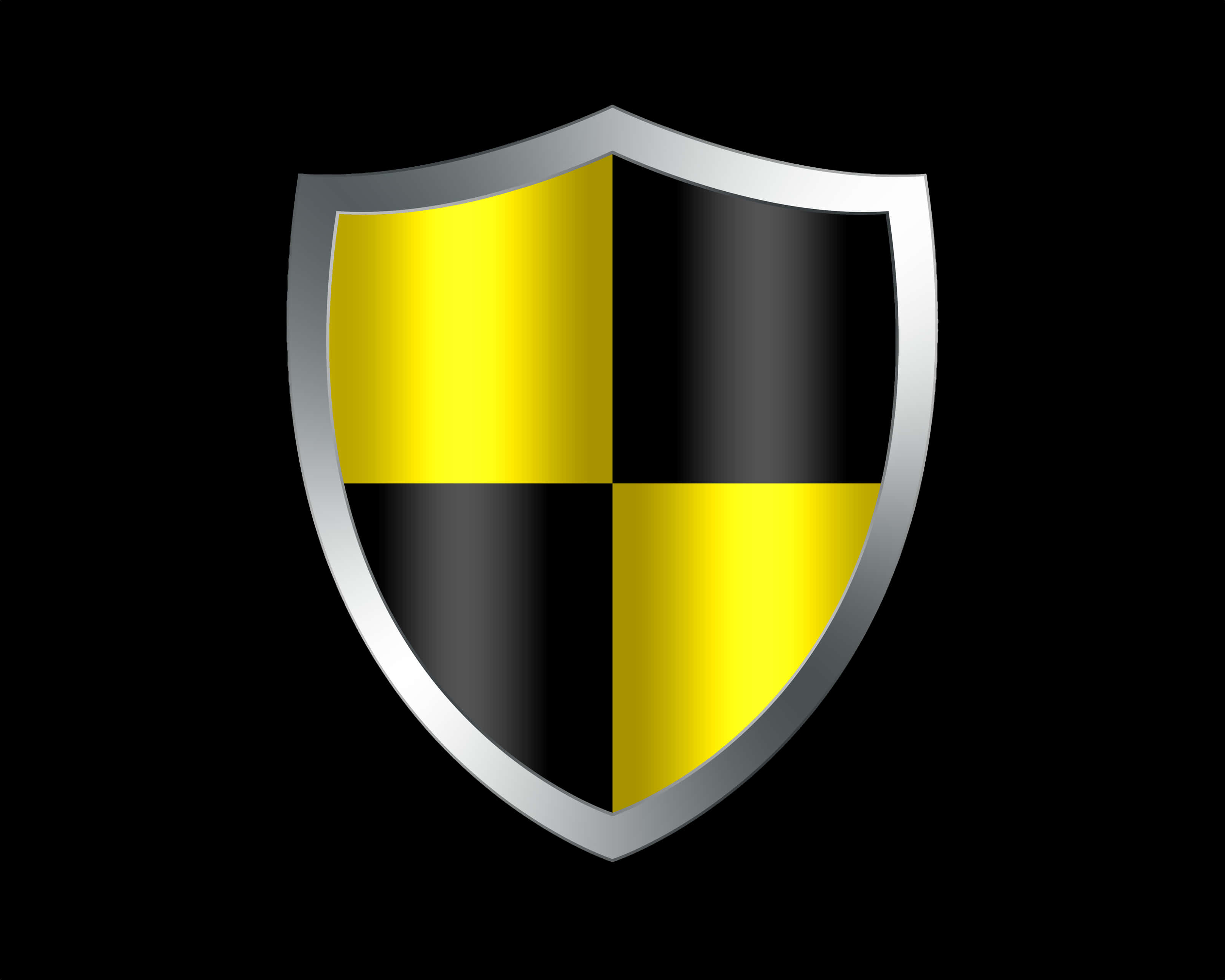 Yellow Black Quartered Shield PNG