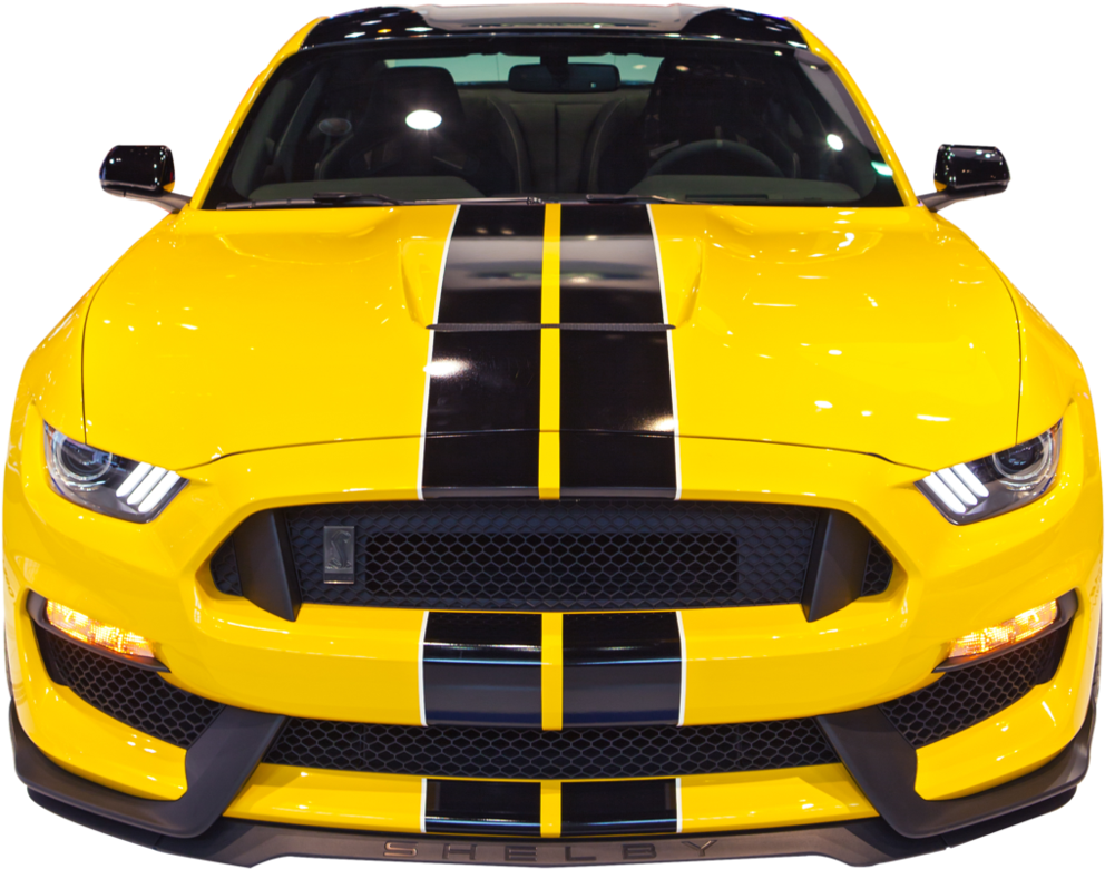 Yellow Black Shelby Mustang Front View PNG