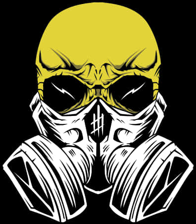 Yellow Black Skull Gas Mask Graphic PNG